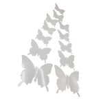 Set of 12 pieces butterflies with adhesive, house or event decorations, white color, A35